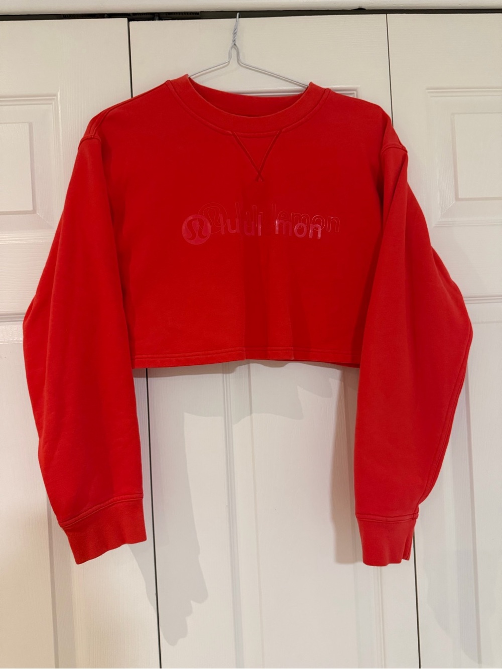lululemon athletica Red Cropped Crew Sweatshirt